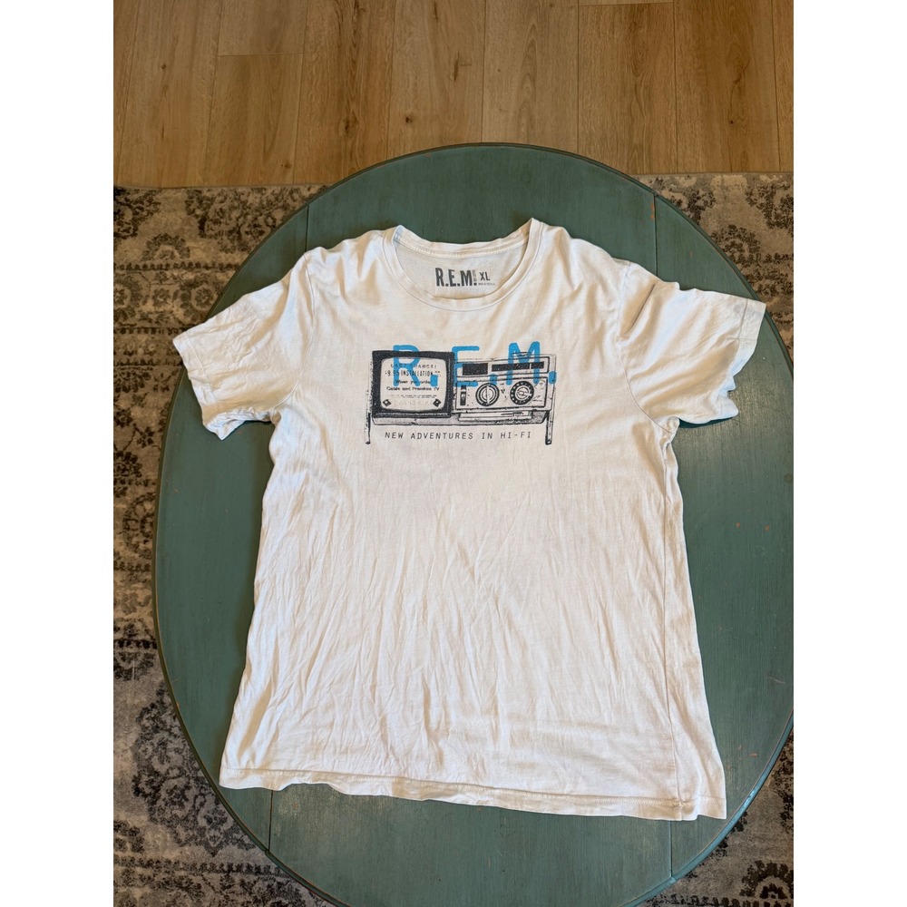 REM New Adventures in Hi-Fi Band T-Shirt Mens XL White Cotton Made in USA